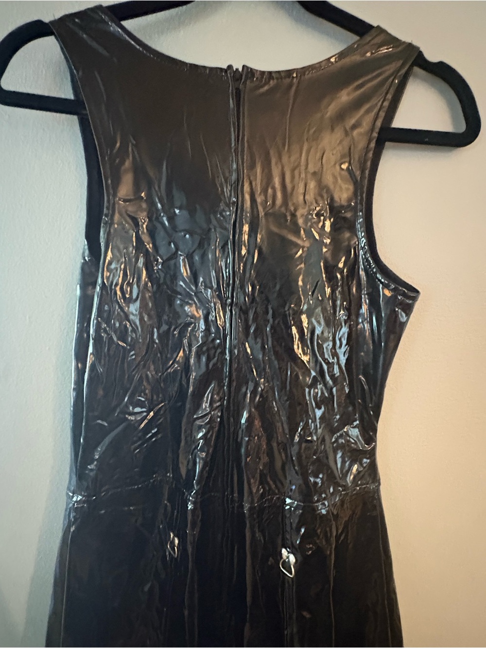 RARE NWT 90s Y2K Lip Service Full Length Black PVC Faux Leather Sleeveless Dress - Picture 14 of 14